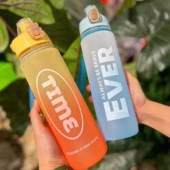 Alternative view of 1000ml Water Bottle Matte Rainbow Gradient Plastic Sports Drink Bottle