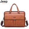 JEEP BULUO Men’s Leather Briefcases Bag Shoulder Fashion Business Laptop Bag