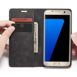 Alternative view of CaseMe Samsung Galaxy S7 Edge Retro Matte Soft Flip Leather Wallet Case Coffee