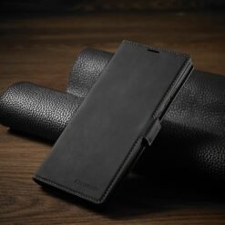 Samsung Galaxy Note 10 Plus Leather Magnetic Wallet Flip Case - Black