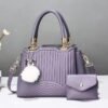 Womens Fashion Totes Satchel Leather Handbag with Pompom