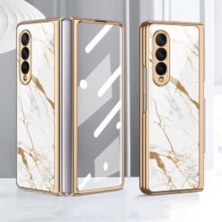 Marble Luxury Gold Electroplated Case for Samsung Galaxy Z Fold 3/4/5 Series