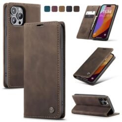 iPhone 14/15 Series CaseMe Soft PU Leather Flip Wallet Case with 2 Credit Card Slots and Magnetic Closure