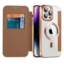 iPhone 13/14/15 Series MagSafe Magnetic Absorption Leather Wallet Flip Case with Lens Protection