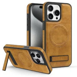 Luxury Magnetic Back Cover Wireless Charging Leather  Case For iPhone 13 14 15 16 ProMax Series - Brown