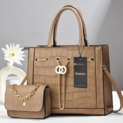 Alternative view of NEW QUEEN 2-in-1 Croc-Embossed Leather Tote & Clutch Handbag Set