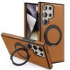 Samsung Galaxy S22 S23 S24 S25 Ultra Series Magsafe Leather 360° Adjustable Ring Shockproof Protective Slim Stand Case