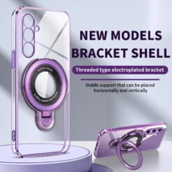 Alternative view of Luxury Premium Transparent Plating Ring Stand Bracket Case For Samsung Galaxy A35/A55