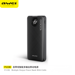 Alternative view of Awei P133K Power Bank 10000mAh with Multiple Charging Cable Outputs Portable Power Bank