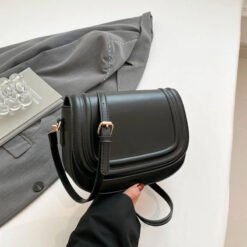 Alternative view of Luxury Premium PU Leather Fashion Vintage Designer Wide Strap Saddle Shoulder Bag