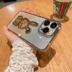 Alternative view of Luxury Premium Eletroplated Glitter Quicksand Cartoon Bear Case for iPhone Series