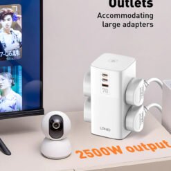 Alternative view of LDNIO 7 in 1 Tower Extension 70W Power Charging Socket Station Extension Cord