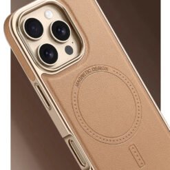 Alternative view of Luxury Premium Business PU Leather Electroplated Magsafe Wireless Charging  Phone Cover For iPhone Series