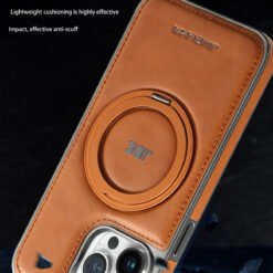 Alternative view of Luxury Premium Leather Magsafe Magnetic Metal Bracket Shockproof Protective case Cover For iPhone Series