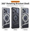 Luxury Premium 2024 New Magnetic Aluminum Alloy Swivel Stand Case Cover For iPhone Series