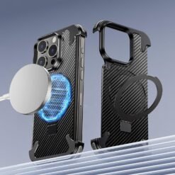 Alternative view of Luxury Premium Oatsbasf Magsafe Magnetic Anti-Collision Carbon Fibre Case Cover for iPhone 15 Pro (Copy)