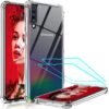 Luxury Premium Anti-Burst Transparent Case Cover and 3D Glass Protector For Samsung Galaxy A70