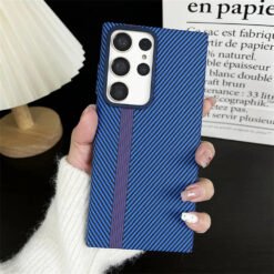 Alternative view of Luxury Premium Magnetic Fiber Texture Lines Aramid Anti-explosion Anti-Shatter Shell Case Cover For Samsung S23 Ultra/S24 Ultra