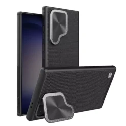 Nillkin Textured Prop Fiber Nylon Camera Flip Bracket Shockproof Back Cover Case For Samsung Galaxy S24 Ultra