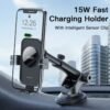Yesido 15W Car Wireless Fast Charger Smart Induction Suction Cup Phone Holder