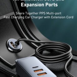 Alternative view of Baseus120W USB Type C 4.0 Fast Charging Four Port Car Charger