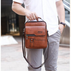 Luxury Brand JEEP Vintage Leather Messenger Shoulder Bag