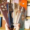 Luxury Soft Electroplated Phone Mini Hollow Out Silicone Case Cover and 3D Glass Protector For iPhone 13 and 14 Series