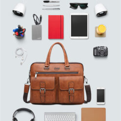 JEEP BULUO Retro PU Leather Business Laptop Bag