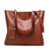 Waxing Leather bucket Double strap Pu Leather shoulder Women Handbag