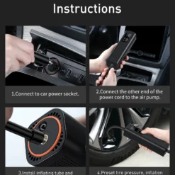 Alternative view of Baseus Mini Car Air Compressor 12V 150PSI Portable Car Tire Inflator Smart Digital Inflatable Pump