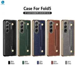 Luxury Premium Fashion Design Anti-Sweat Leather Wristband Folding Case Cover For Samsung Z Fold 5