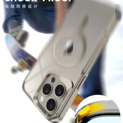 Alternative view of Luxury Plating Frame Transparent Clear Bumper Silicone Magsafe Phone Case Cover for iPhone 13 Pro Max/14 Pro Max/15 Pro Max