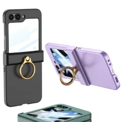 Luxury Premium Hinge Protection with Ring Holder Case Cover for Galaxy Z Flip 5