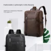 Luxury Premium Business Vintage Pu Leather Casual mochila hombre Backpack Bag