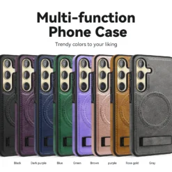 Luxury Premium Luxury PU Leather Invisible Stand Magnetic Wireless Charging Case Cover For Samsung Galaxy 23 Series