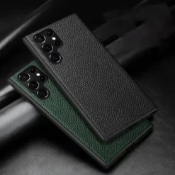 Alternative view of Luxury Premium Retro Lychee Grain Leather Case Cover For Samsung Galaxy S22 Ultra/S23 Ultra