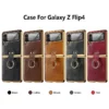 Luxury Premium Finger Horse Ring holder leather cover case for Samsung Galaxy Z Flip 3/ Z Flip 4