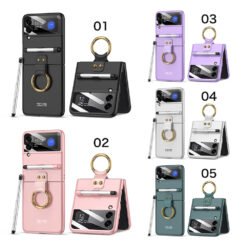 Luxury Premium Ring Case Cover With Capacitance Pen For Samsung Galaxy Z Flip 3 5G / Z Flip 4 5G