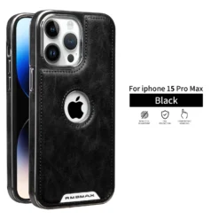 Alternative view of Luxury PU Business PU Leather Stand Hollow Display Hole Shockproof Kickstand Cover Case Cover for iPhone 13 Pro Max/14 Pro Max/15 Pro Max