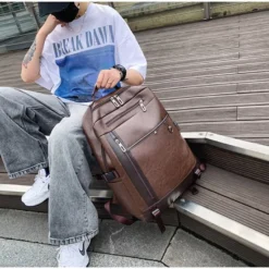 Alternative view of Luxury Premium Business Vintage Pu Leather Casual mochila hombre Backpack Bag