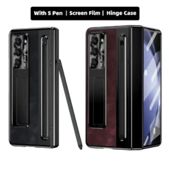 Luxury Premium Retro Leather Folding Stand Phone Case For Samsung Galaxy Z Fold 5