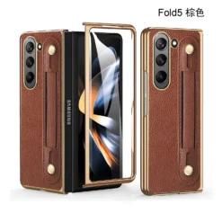 Alternative view of Luxury Premium Fashion Design Anti-Sweat Leather Wristband Folding Case Cover For Samsung Z Fold 5