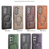 Luxury Premium PU Leather Folding Invisible Holder  Magsafe Phone Case Cover for Samsung Galaxy Z Fold 5