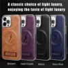 Luxury Premium Leather Invisible Stand Holder  Magsafe Wireless Charging Case Cover For iPhone 13 Pro Max/14 Pro Max
