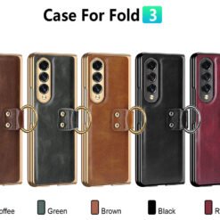 Luxury Premium Finger Horse Ring holder leather cover case for Samsung Galaxy Z Fold 5