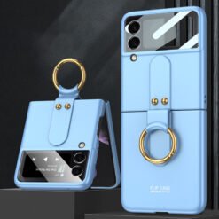 Alternative view of Luxury Premium Protective Film Ultra-thin Case With Ring Bracket Holder For Samsung Galaxy Flip3/ Z Flip 4