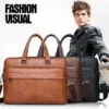 JEEP BULUO Office Business Vintage Messenger Crossbody Portfolio Designer Bag