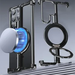 Luxury Magsafe Magnetic Frameless Aluminum Alloy Shockproof Stand Metal Phone Case For Samsung Galaxy S24 Ultra