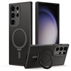 Magnetic Shockproof Matte Stand Holder Compatbile to Magsafe Wireless Charger Case For Samsung Galaxy S23 Ultra 5G