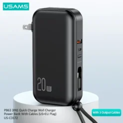 Alternative view of Usams 3IN1 Fast Charging 10,0000Mah Power bank and Wall Charger
